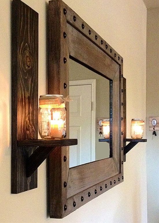 Candles Lighting up Bathroom Mirror