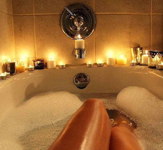 Bubble Bath & Candles Surrounding 