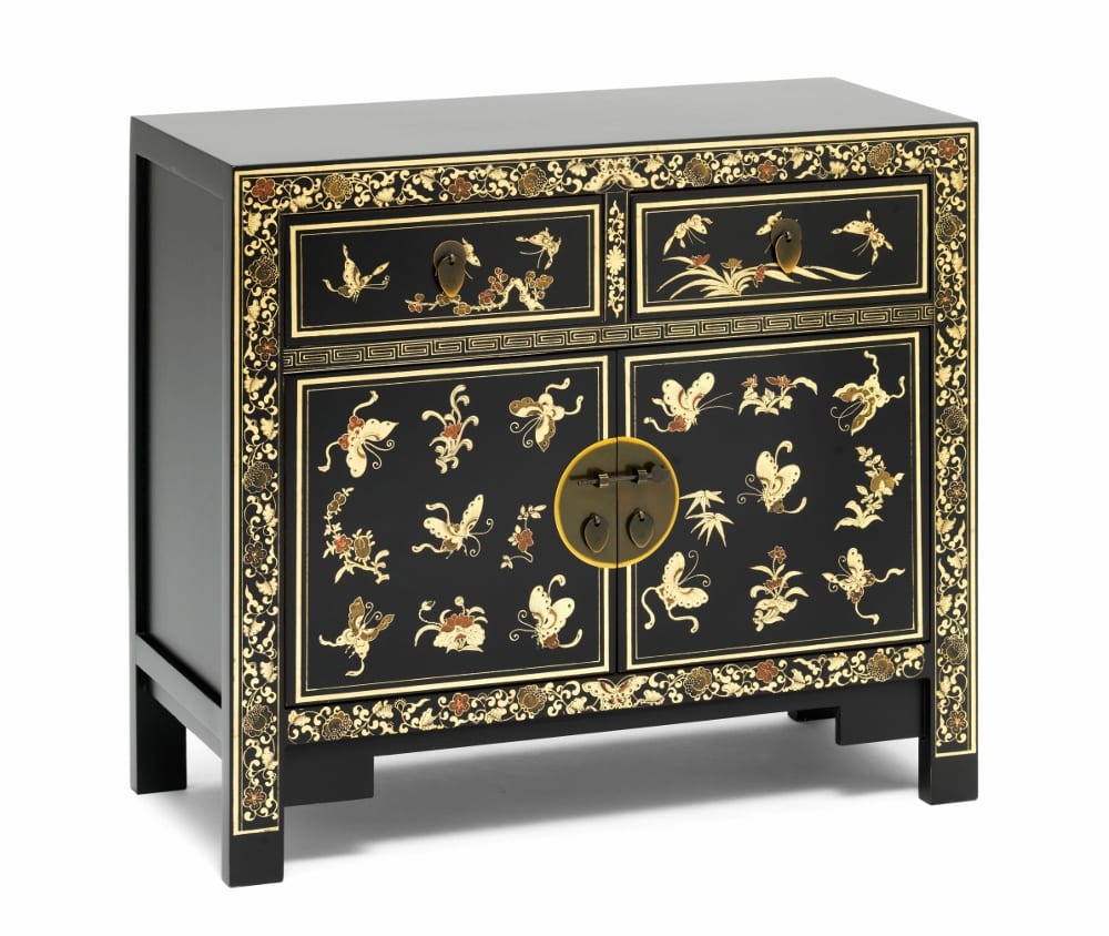 Small Chinese Gold Leaf Detailed, Elegant Sideboard from The Nine Schools Range