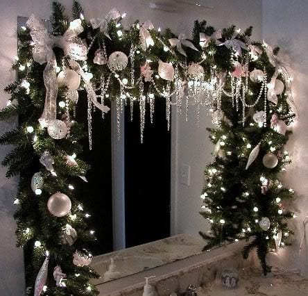 Mirror Frame Covered With Xmas Decorations