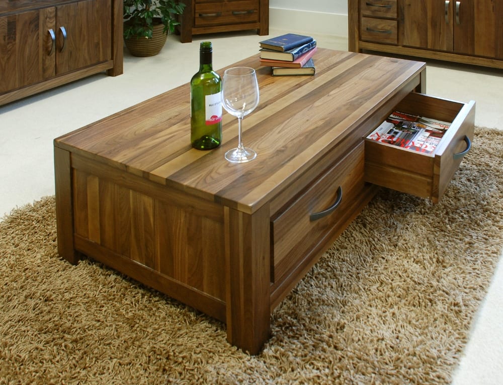 Side View of the Mayan Walnut Coffee Table