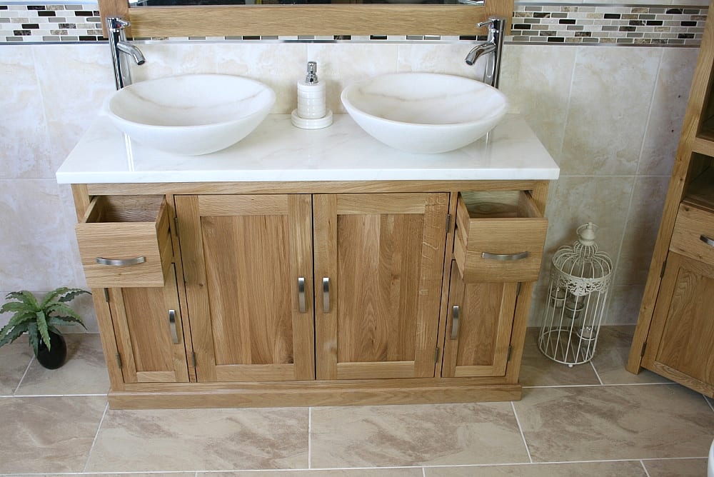 Double Vanity Unit with Marble Top & Two Basins