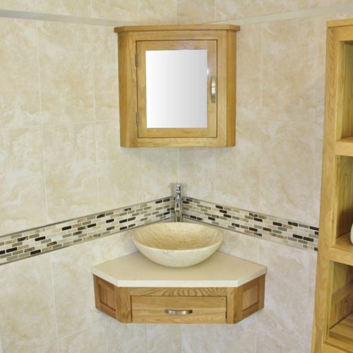 Cream Marble Top Corner Unit Marble Basin 501WCM25CM