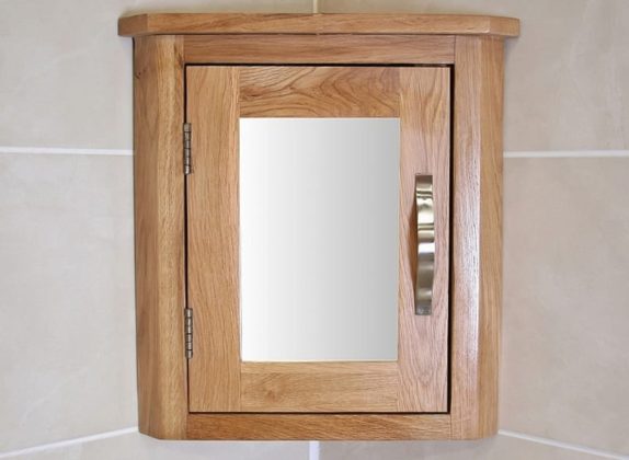Wall Hung Mirrored Oak Cabinet