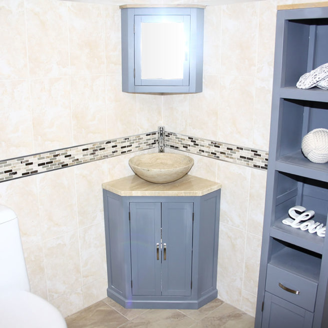 Grey Painted Travertine Top Corner Unit Basin 501bgtt25t Bathrooms More - What Is Another Name For A Bathroom Vanity Units In Philippines