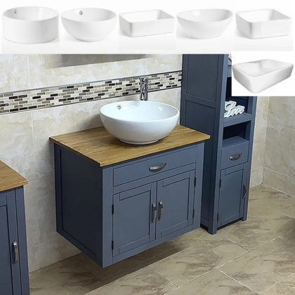 Grey Painted Unit | Wall Hung Oak Top & Ceramic Basin Choice 502GWCBC