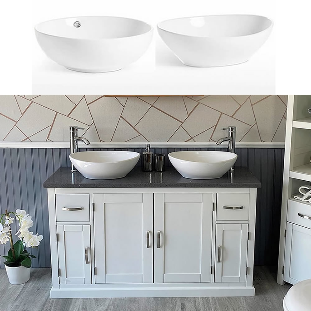 White Painted Grey Quartz Top Ceramic Basin Choice 402PGQCBCX2 ...