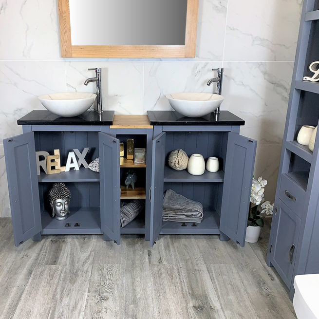 Bathroom Vanity Unit Sink Washstand, 60 In 3 Double Sink Bathroom Vanity Unit
