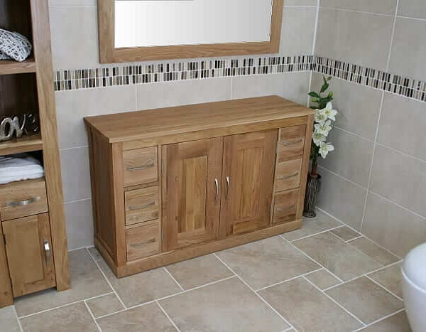 Solid Oak Bathroom Storage Unit COR02B