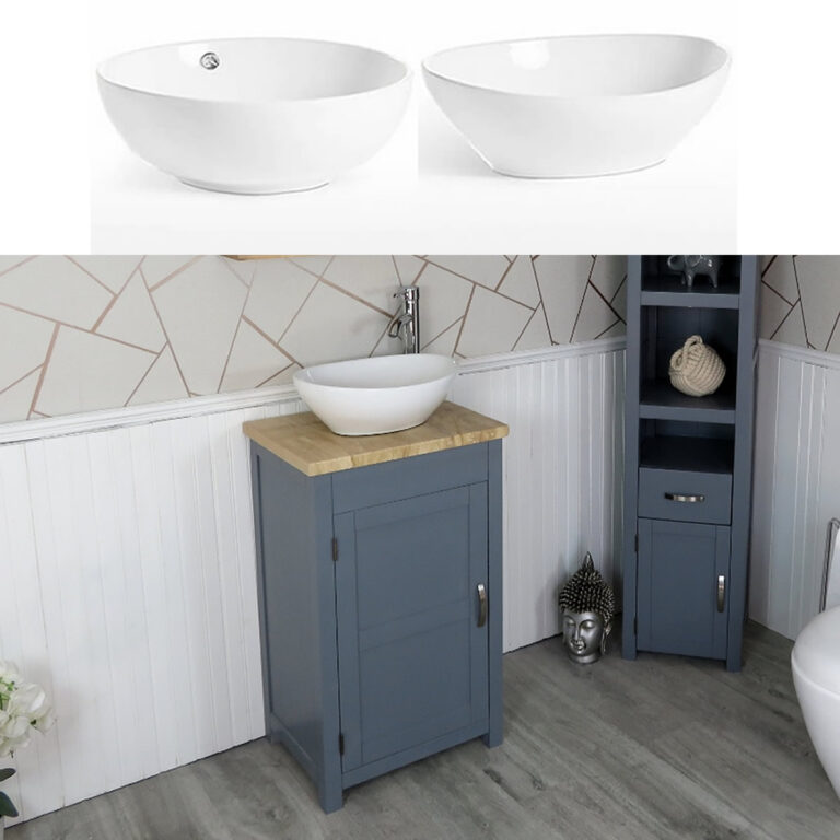 Grey Painted Vanity Travertine Top Ceramic Basin Unit 308GTTCBC