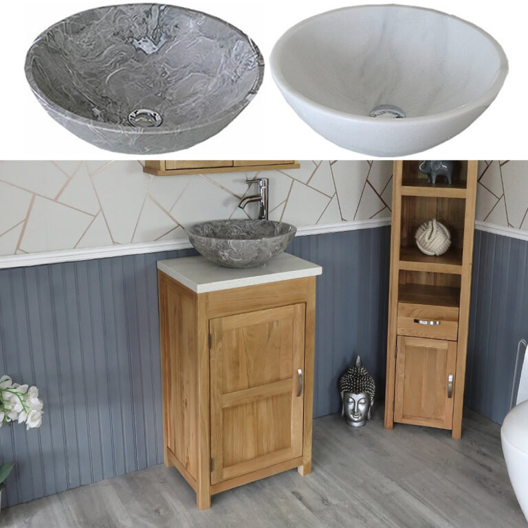 White Quartz Top Marble Basin Unit 308WQSBC