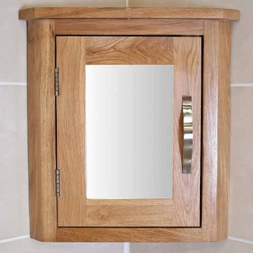 Solid Oak Wall Mounted Corner Bathroom Cabinet 601 ADD ON