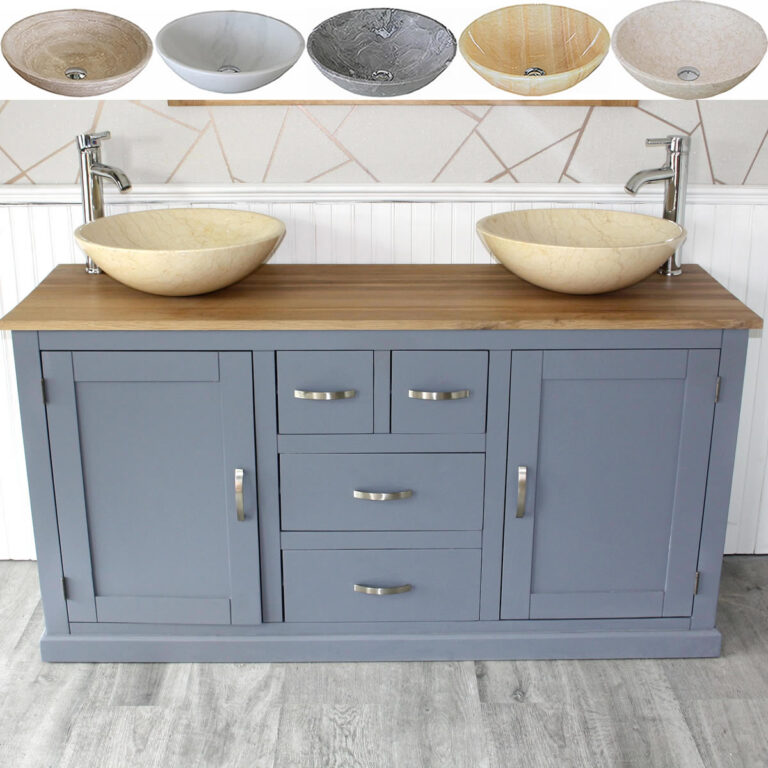 Grey Painted Oak Top Wooden Vanity Stone Basin Unit 603GSBC