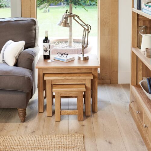 Mobel Solid Oak Nest Of Three Coffee Tables COR08A