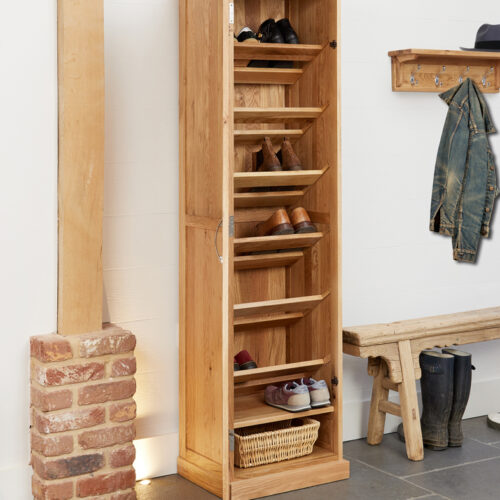 Mobel Oak Tall Shoe Cupboard COR20E