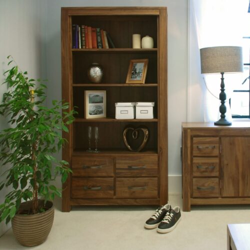 Mayan Walnut Furniture Large 4 Drawer Bookcase CWC01A