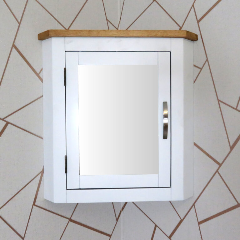 White Painted Wall Mounted Corner Bathroom Cabinet 701P