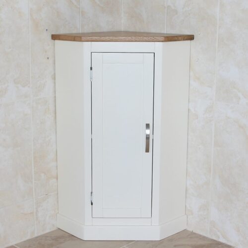 Painted White | Oak Corner Painted Bathroom Storage Unit 501