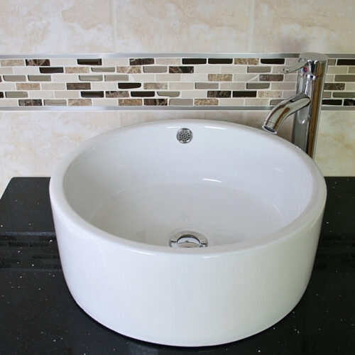 Ceramic Round Bathroom Basin Tap & Plug 026
