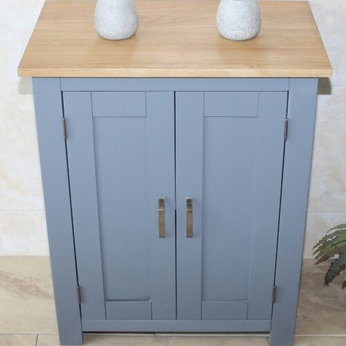 Grey Painted | Oak Top Bathroom Storage Unit 310