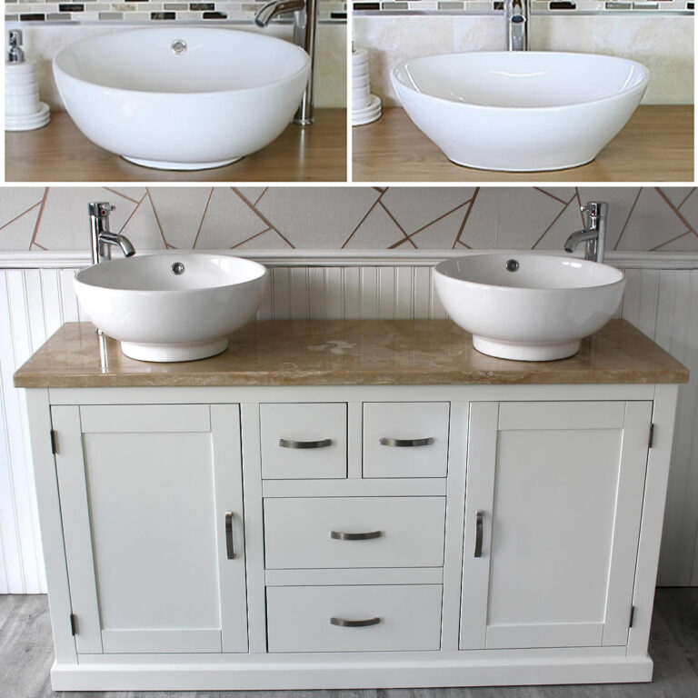 Travertine Top Ceramic Basin Unit 603PTTCBC