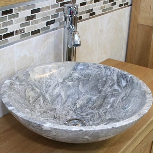 Grey Marble Bathroom Basin Tap & Plug 025GM