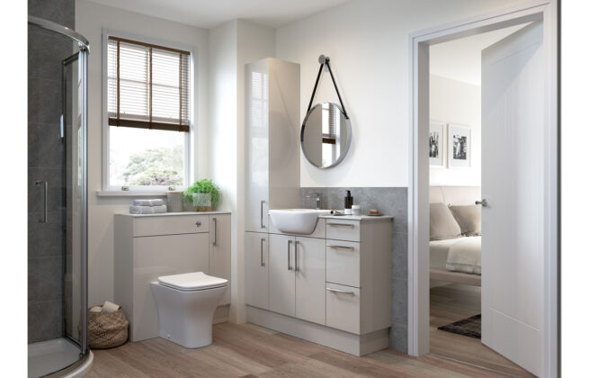 Tundra 1542mm Basin  WC & 3 Drawer Unit Pack (RH) – Light Grey Gloss