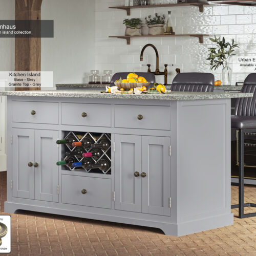 Grey Kitchen Island With Grey Granite Top