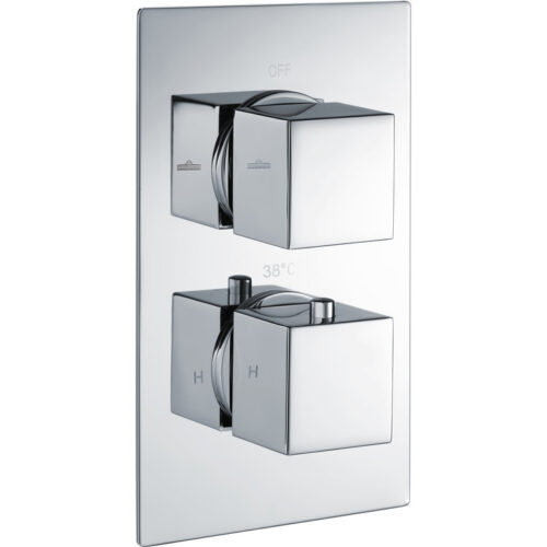 Kuba Thermostatic Twin Shower Valve - Two Outlet