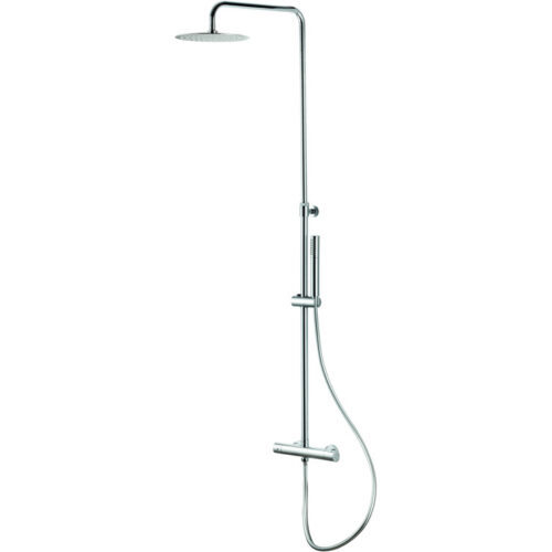 Vema Thermostatic Round Bar Valve w/Fixed Head & Riser  - Chrome
