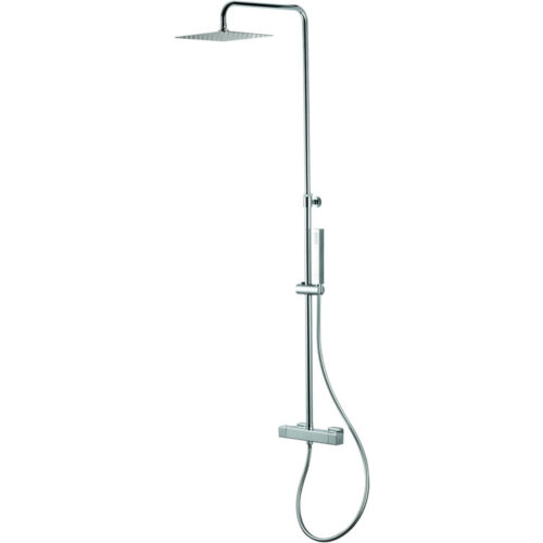 Vema Thermostatic Square Bar Valve w/Fixed Head & Riser  - Chrome