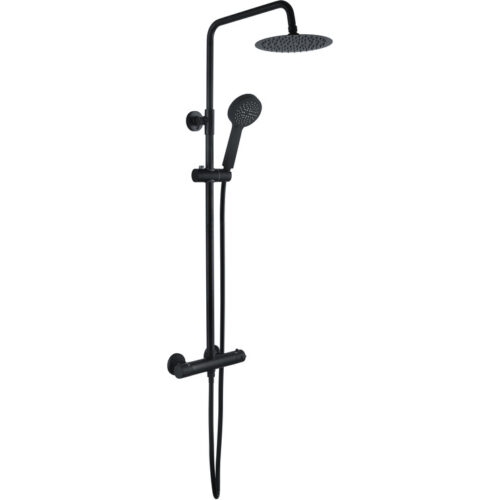 Round Thermostatic Bar Mixer w/Riser Kit - Matt Black
