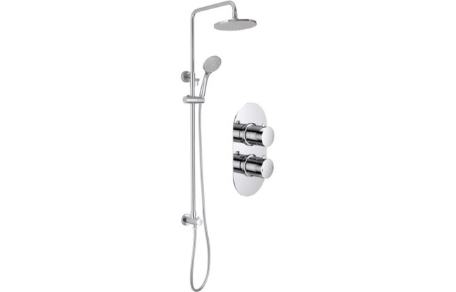 Lucas Shower Pack Two – Two Outlet Twin Shower Valve with Riser & Overhead Kit