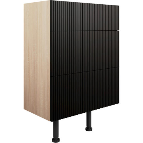 Rondo 600mm 3 Drawer Base Unit - Matt Graphite Grey
