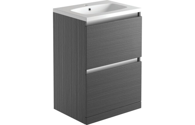 Liberte 600mm 2 Drawer Floor Standing Basin Unit Inc. Basin – Graphitewood