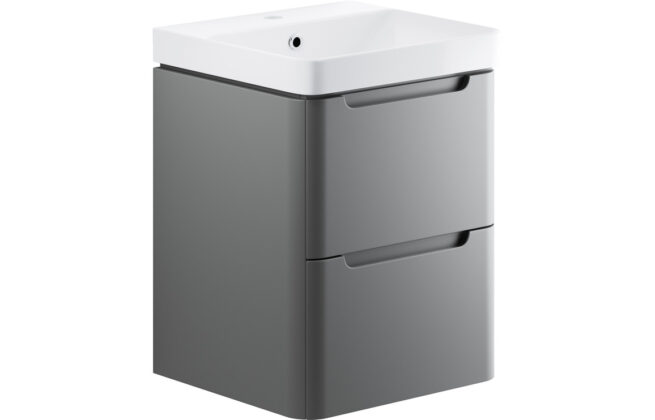 Fairmont 500mm 2 Drawer Wall Hung Cloakroom Basin Unit – Matt Grey