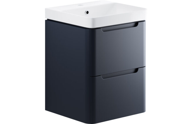 Fairmont 500mm 2 Drawer Wall Hung Cloakroom Basin Unit – Matt Indigo