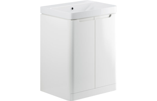 Fairmont 600mm 2 Door Floor Standing Basin Unit – White Gloss