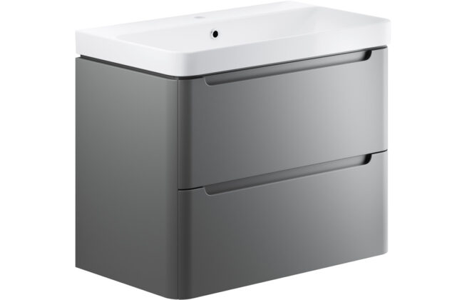 Fairmont 800mm 2 Drawer Wall Hung Basin Unit – Matt Grey