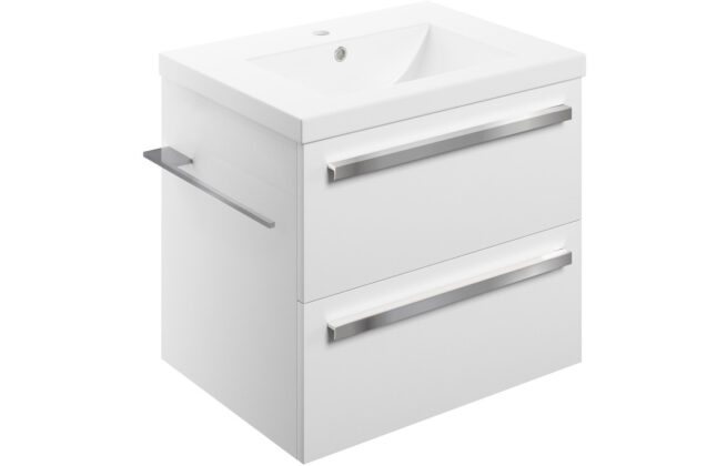 Monaco 615mm Wall Hung Basin Unit & Basin – White Gloss