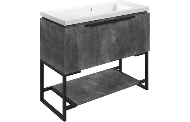 Framework 800mm Floor Standing Basin Unit Inc. Basin – Grey Metal