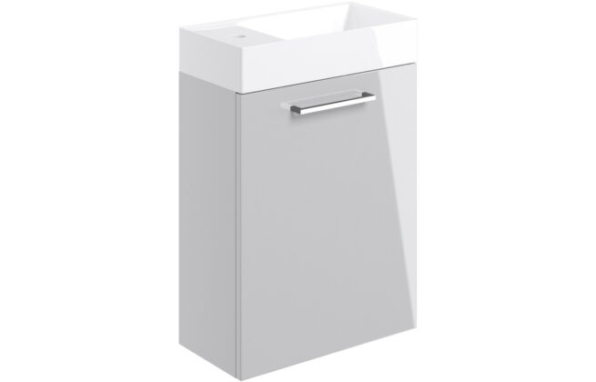 Jupiter 410mm Wall Hung 1 Door Basin Unit w/Basin – Grey Gloss