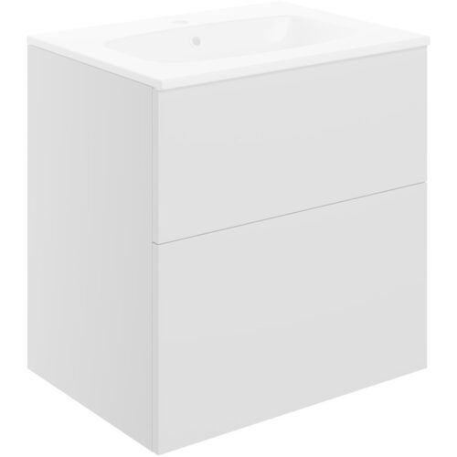 Sable 610mm 2 Drawer Wall Unit & Basin - Matt White