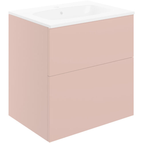 Sable 610mm 2 Drawer Wall Unit & Basin - Matt Antique Rose