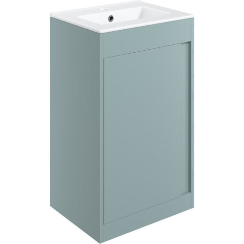 Elan 510mm Floor Standing Unit Inc. Basin - Matt Sea Green