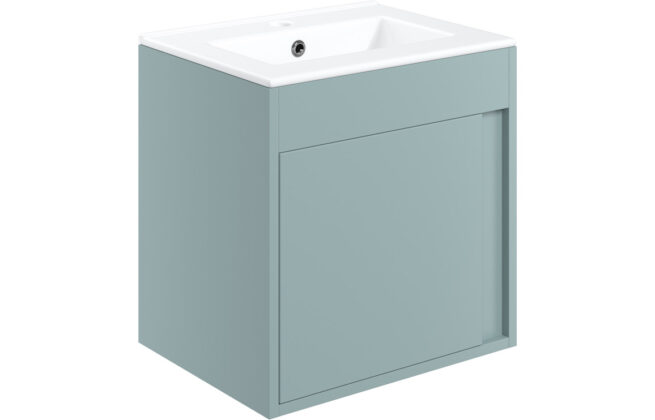 Elan 510mm Wall Hung Unit Inc. Basin – Matt Sea Green