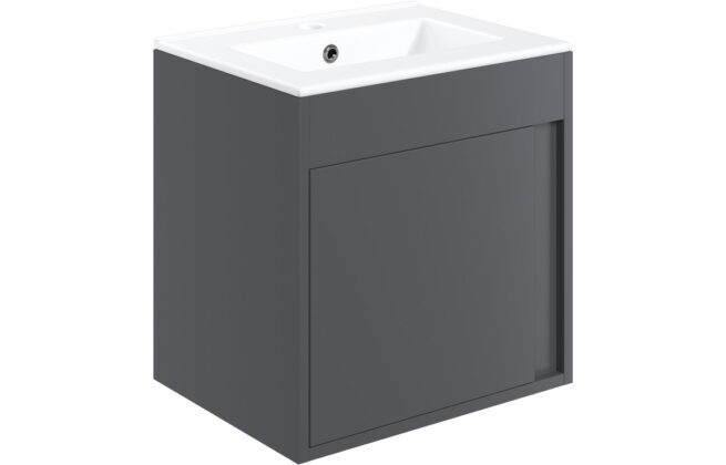 Elan 510mm Wall Hung Unit Inc. Basin – Matt Graphite Grey