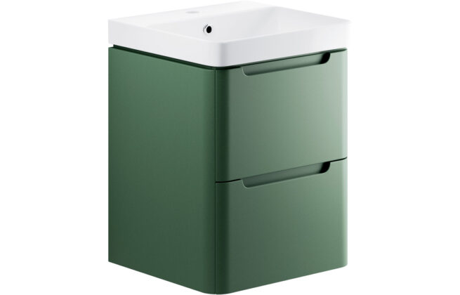 Fairmont 500mm 2 Drawer Wall Hung Cloakroom Basin Unit – Matt Sage Green