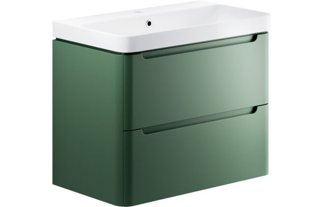 Fairmont 800mm 2 Drawer Wall Hung Basin Unit – Matt Sage Green