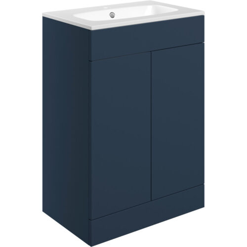 Sable 615mm Floor Standing 2 Door Basin Unit & Basin - Matt Deep Blue